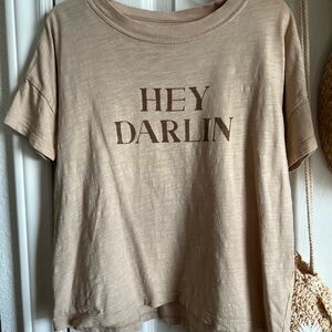 Rylee + Cru Beige "Hey Darlin" Short Sleeve Tee